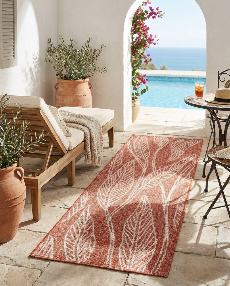 Seaside Blooms Collection Area Rug -  Evergreen (Rust Red) Runner Rust Red  lifestyle 42