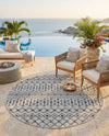 Savannah Pergola Collection Area Rug -  Pergola (Gray) Round Gray  lifestyle 83