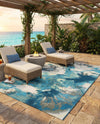 Urban Terrace Collection Area Rug -  Gazebo Rectangle Blue and Ivory  lifestyle 14