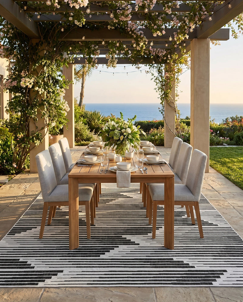 Urban Terrace Collection Area Rug -  Bronx Rectangle Black and White  lifestyle 13