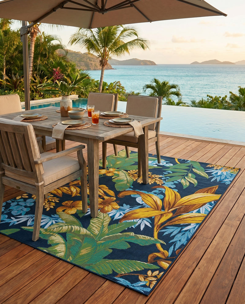 Seaside Blooms Collection Area Rug -  Grove Rectangle Multi  lifestyle 7