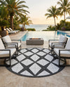 Urban Terrace Collection Area Rug -  Hudson Round Black and White  lifestyle 61