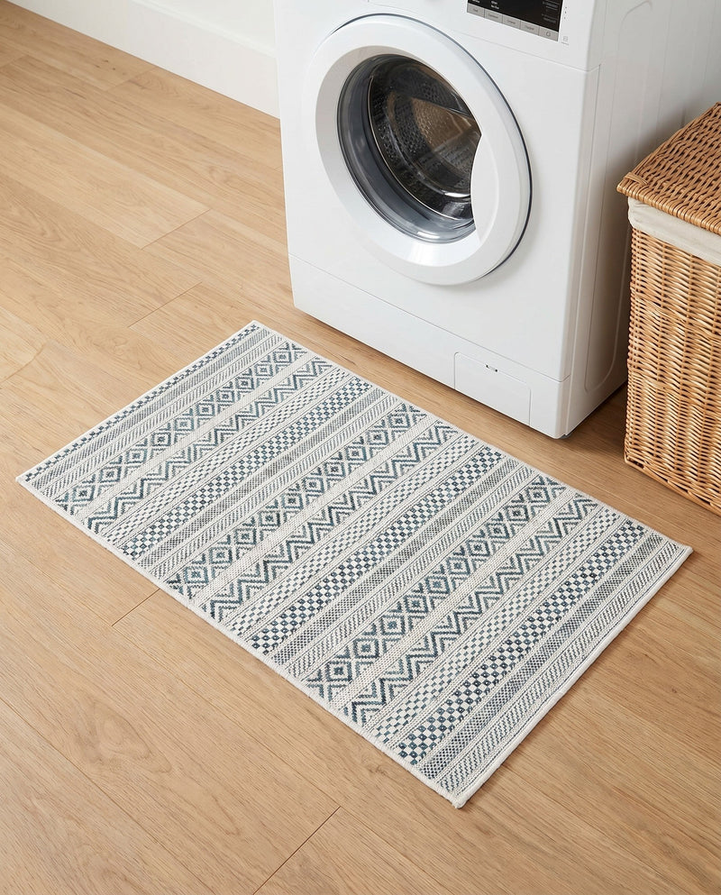 Seaside Stripes Collection Area Rug -  Boardwalk (Teal) Rectangle Teal  lifestyle 21