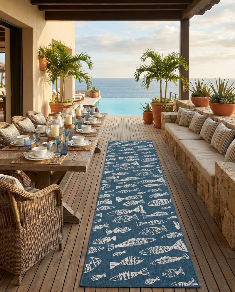 Seaside Haven Rugs Collection Area Rug -  Oceanview Runner Blue  lifestyle 76