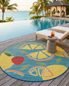 Coastal Terrace Collection Area Rug -  Cove Round Blue  lifestyle 23