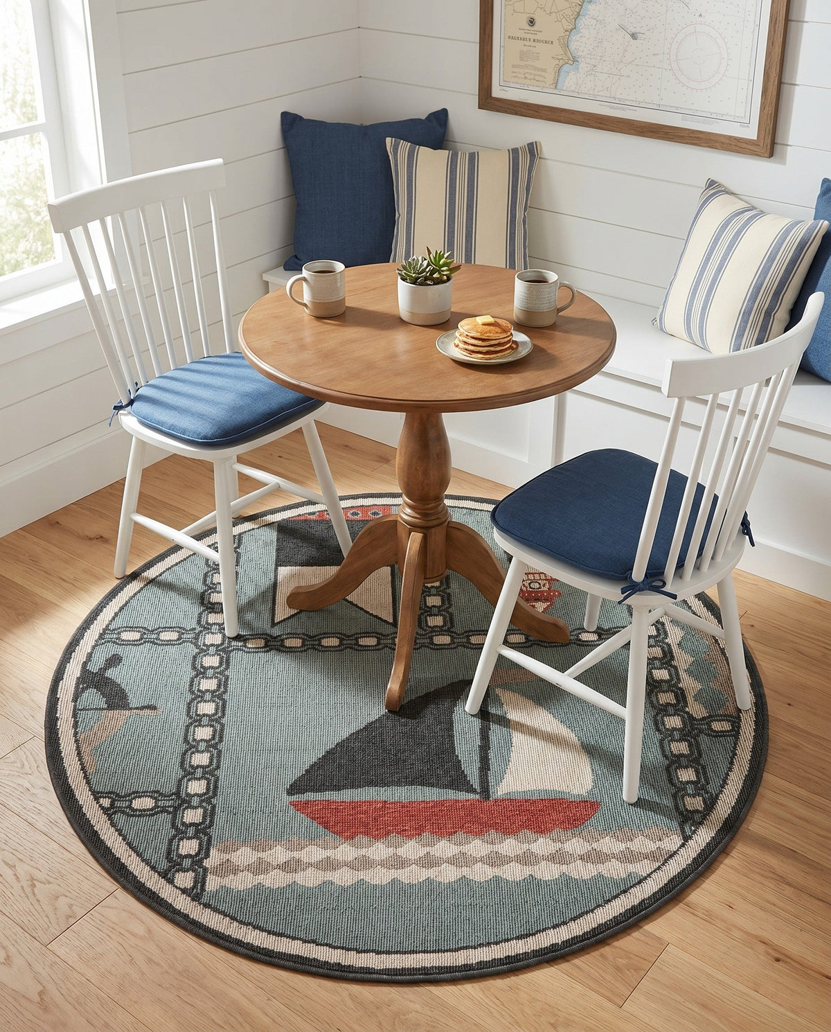 Seaside Haven Rugs Collection Area Rug -  Anchorage Round Blue  lifestyle 85