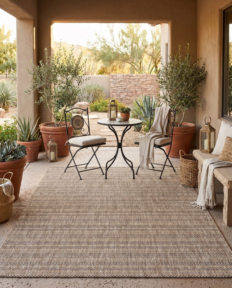 Seaside Stripes Collection Area Rug -  Boardwalk (Natural) Rectangle Natural  lifestyle 18