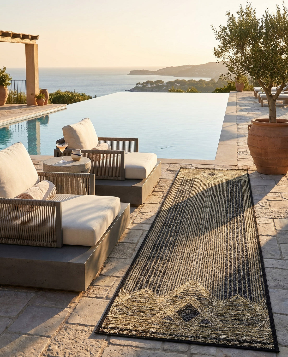 Urban Terrace Collection Area Rug -  Loft Runner Charcoal  lifestyle 42