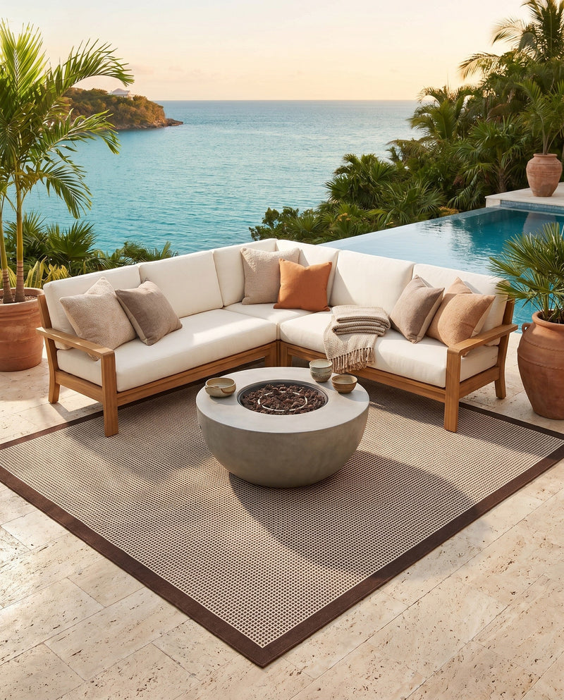 Terrace Fringe Collection Area Rug - Oceanside Rectangle Brown  lifestyle 52