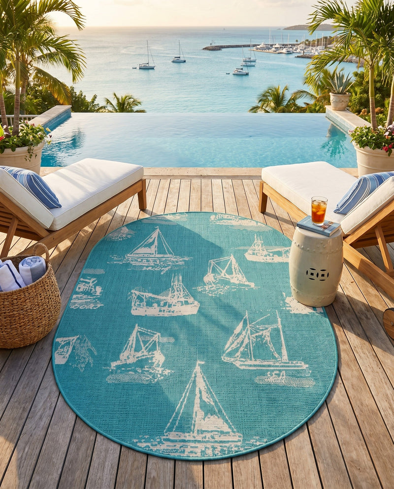 Seaside Haven Rugs Collection Area Rug -  Beachcomber Oval Teal  lifestyle 65