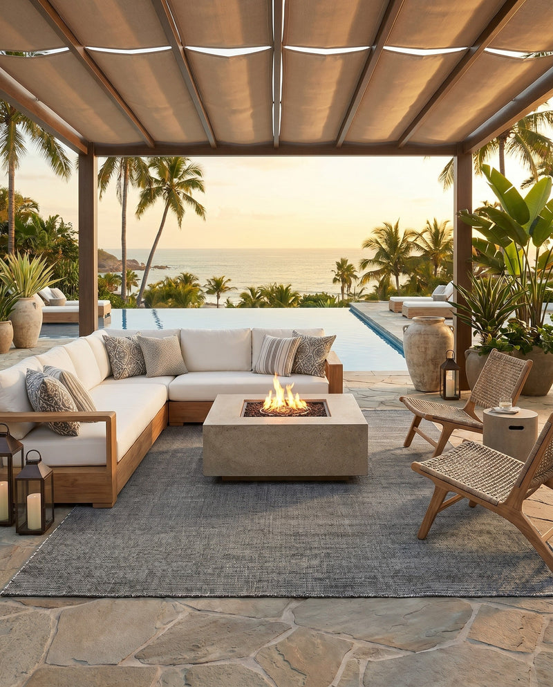 Jill Zarin Sedona Oasis Outdoor Collection Area Rug - Coconino (Black Sky) Rectangle Black Sky  lifestyle 5