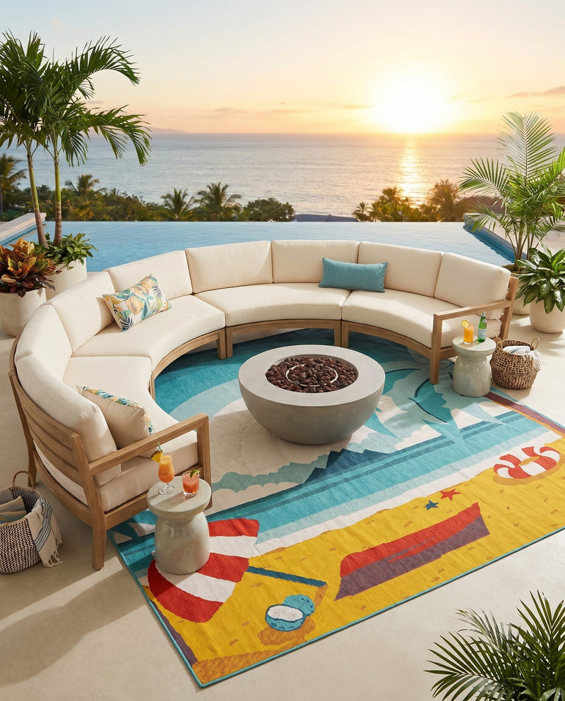 Seaside Haven Rugs Collection Area Rug -  Dockside Square Multi  lifestyle 78