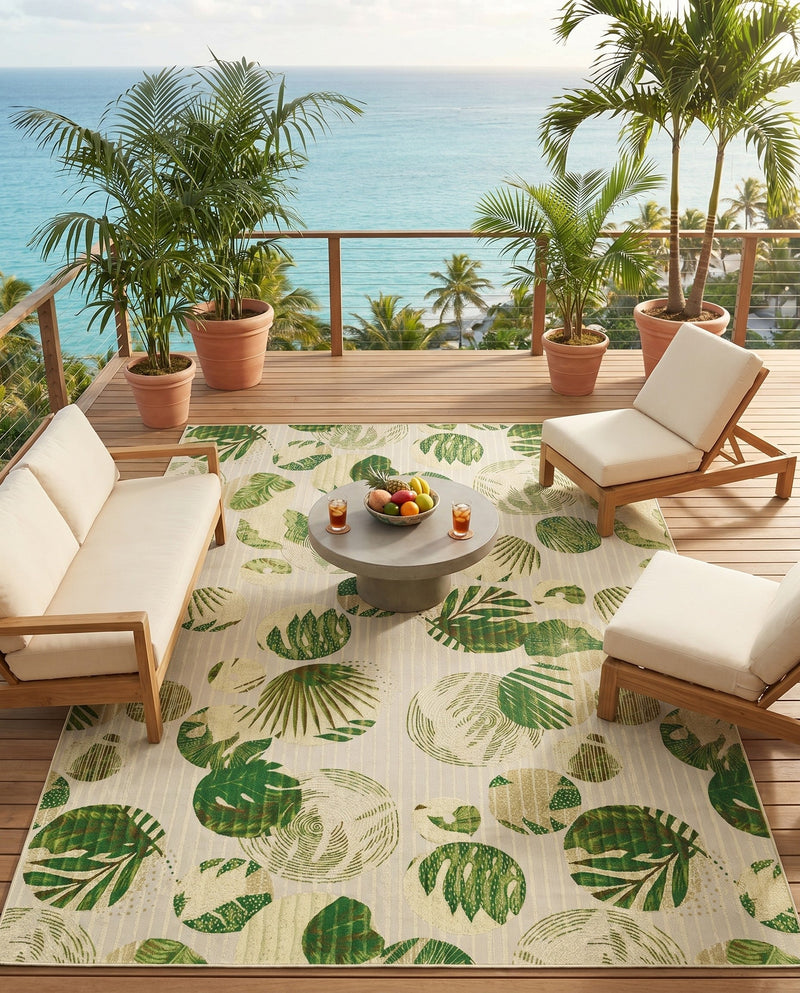 Seaside Blooms Collection Area Rug -  Ivy Rectangle Green  lifestyle 61