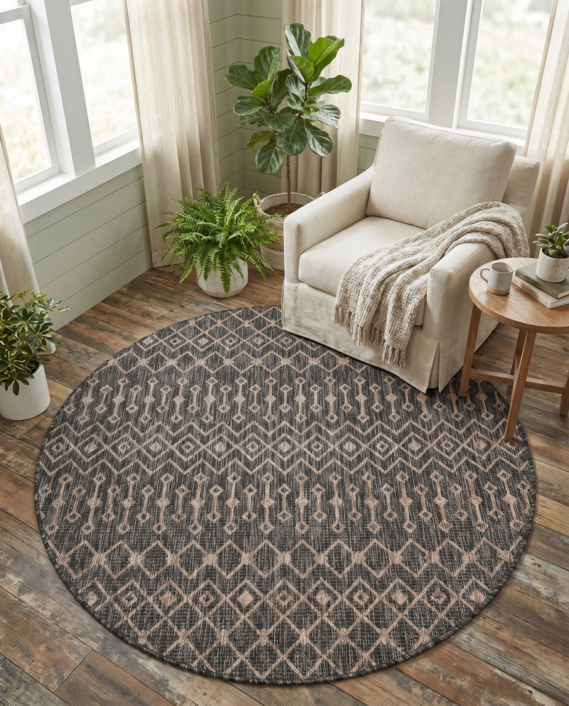 Savannah Pergola Collection Area Rug -  Pergola (Charcoal Gray) Round Charcoal Gray  lifestyle 74