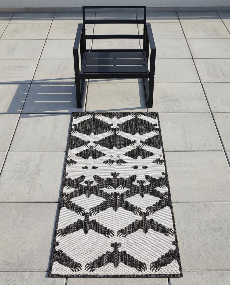 Urban Terrace Collection Area Rug -  Gramercy Runner Black and White  lifestyle 46