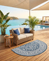 Tribal Terrace Treasures Collection Area Rug -  Incan Isle (Blue) Hearth Blue  lifestyle 50