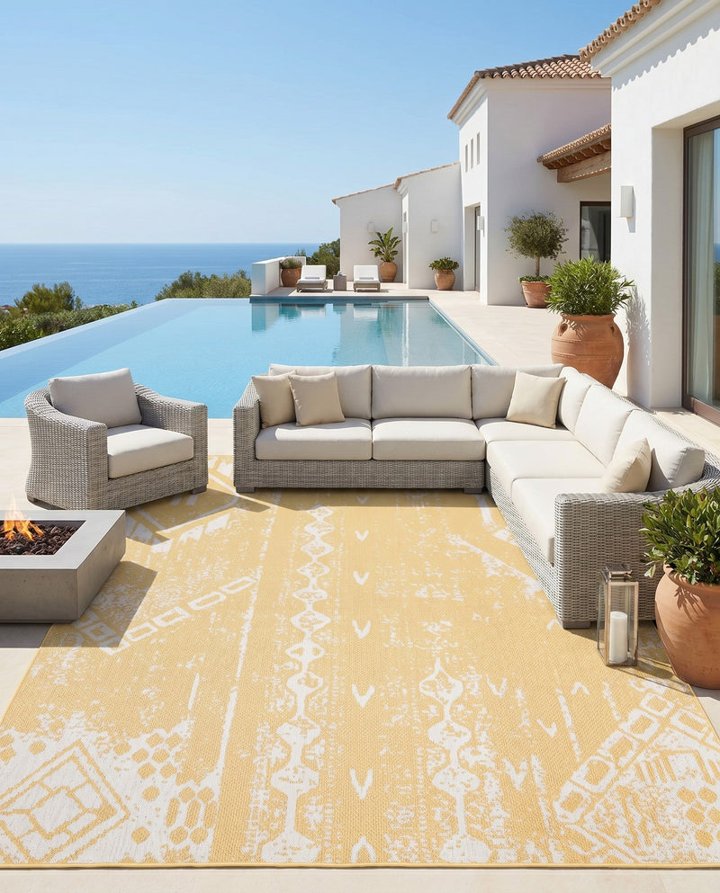 Desert Nomad Terrace Collection Area Rug - Sahara (Yellow) Rectangle Yellow  lifestyle 12