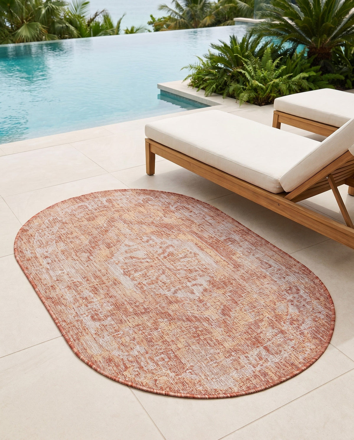Patio Heritage Collection Area Rug -  Augusta (Rust Red) Oval Rust Red  lifestyle 82