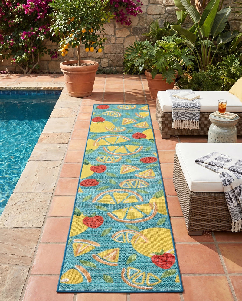 Coastal Terrace Collection Area Rug -  Cove Runner Blue  lifestyle 60