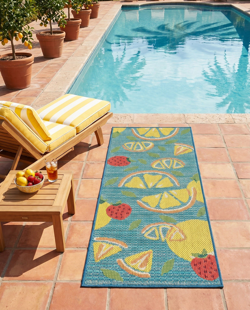 Coastal Terrace Collection Area Rug -  Cove Runner Blue  lifestyle 71