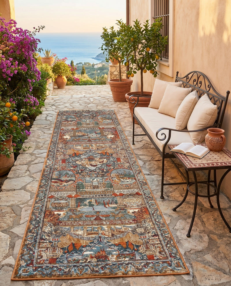 Patio Heritage Collection Area Rug -  Oasis Runner Multi  lifestyle 63
