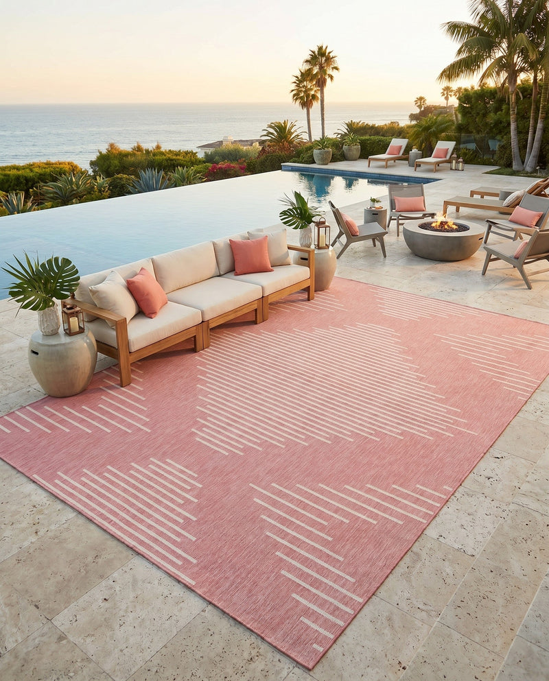 Urban Terrace Collection Area Rug -  Chelsea (Pink) Rectangle Pink  lifestyle 15