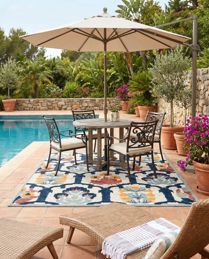 Caribbean Terrace Collection Area Rug -  Dominica Rectangle Ivory  lifestyle 8