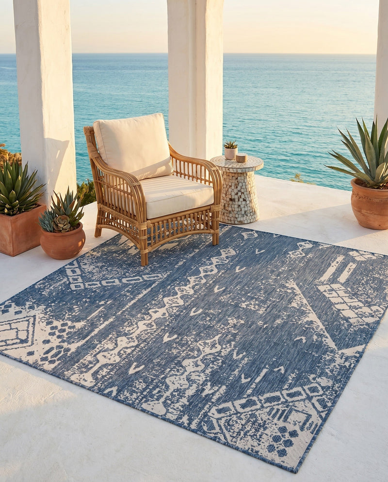 Desert Nomad Terrace Collection Area Rug - Sahara (Blue) Square Blue  lifestyle 19