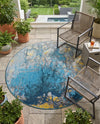 Urban Terrace Collection Area Rug -  Lanai Round Gradient Blue  lifestyle 75