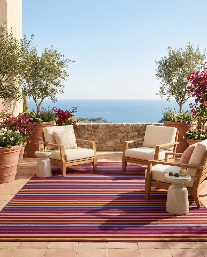 Seaside Stripes Collection Area Rug - Azul Rectangle Multi  lifestyle 41