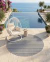 Seaside Stripes Collection Area Rug -  Boardwalk (Light Blue) Round Light Blue  lifestyle 71