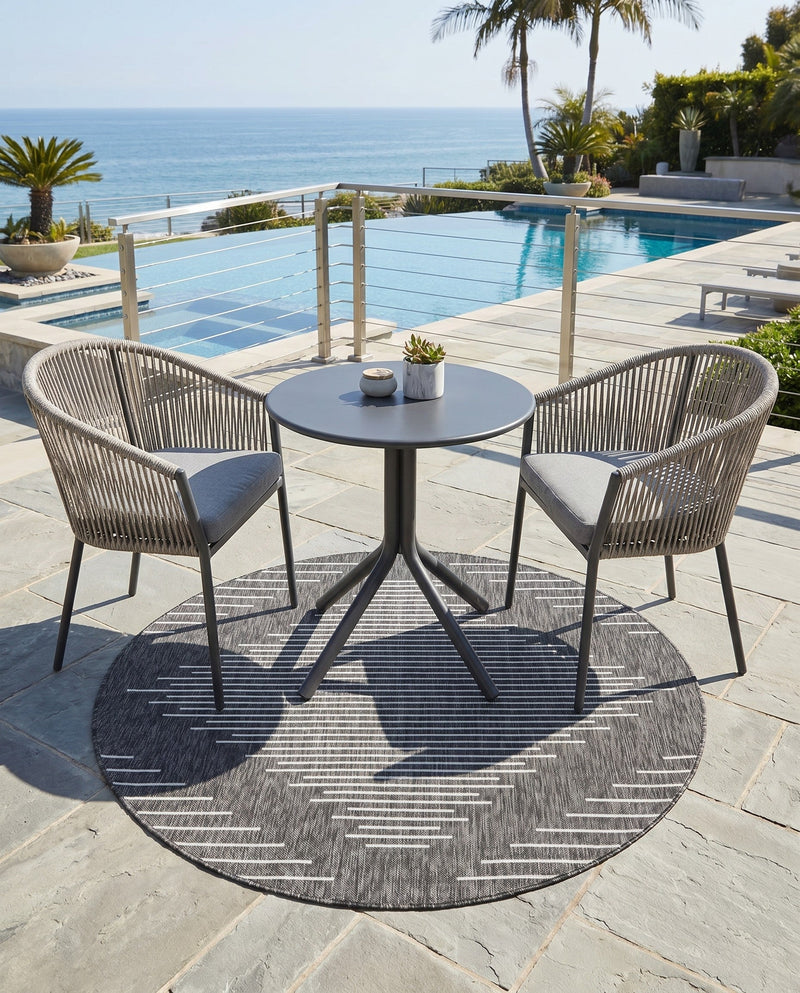 Urban Terrace Collection Area Rug -  Chelsea (Charcoal Gray) Round Charcoal Gray  lifestyle 75