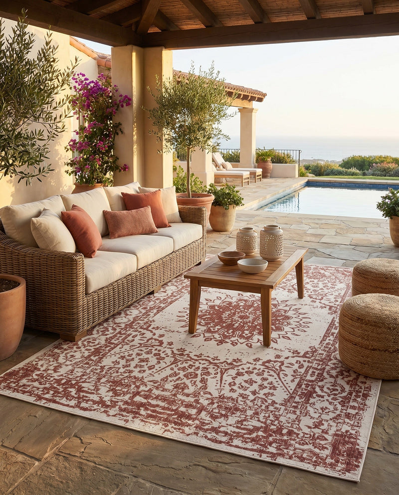 Patio Heritage Collection Area Rug -  Lafayette (Rust Red) Rectangle Rust Red  lifestyle 24