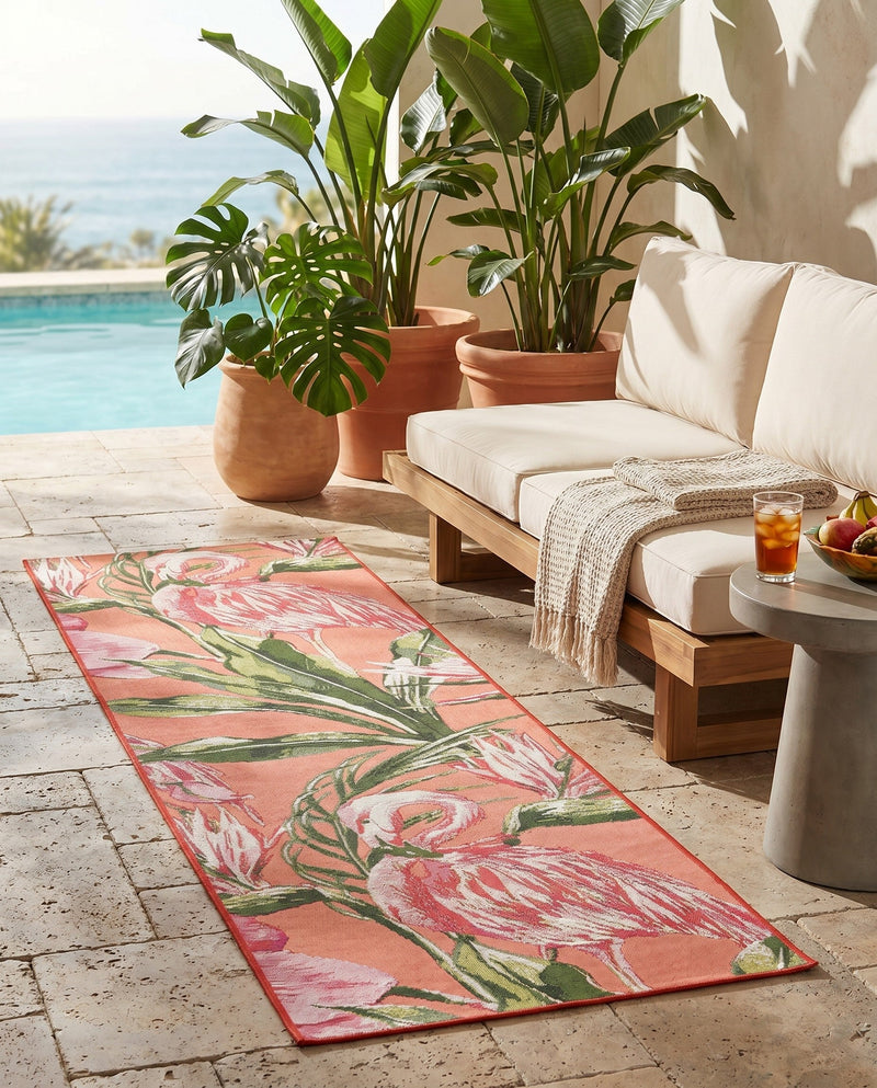 Seaside Blooms Collection Area Rug -  Kyoto Runner Coral  lifestyle 20