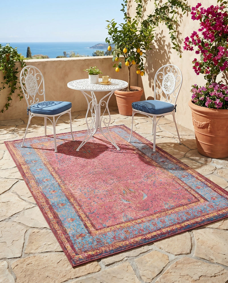 Patio Heritage Collection Area Rug -  Serenity Rectangle Vintage Salmon Coral  lifestyle 22
