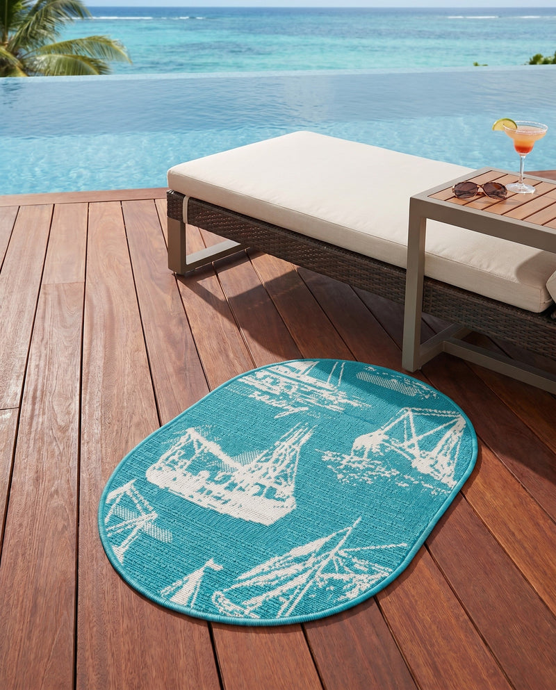 Seaside Haven Rugs Collection Area Rug -  Beachcomber Oval Teal  lifestyle 55
