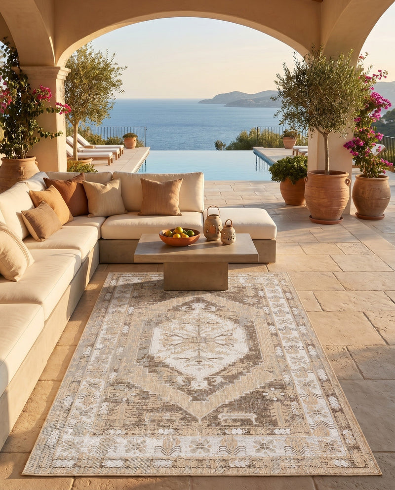 Patio Heritage Collection Area Rug -  Augusta (Natural) Rectangle Natural  lifestyle 23