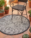 Tribal Terrace Treasures Collection Area Rug - Mayan Marina (Charcoal Gray) Round Charcoal Gray  lifestyle 59