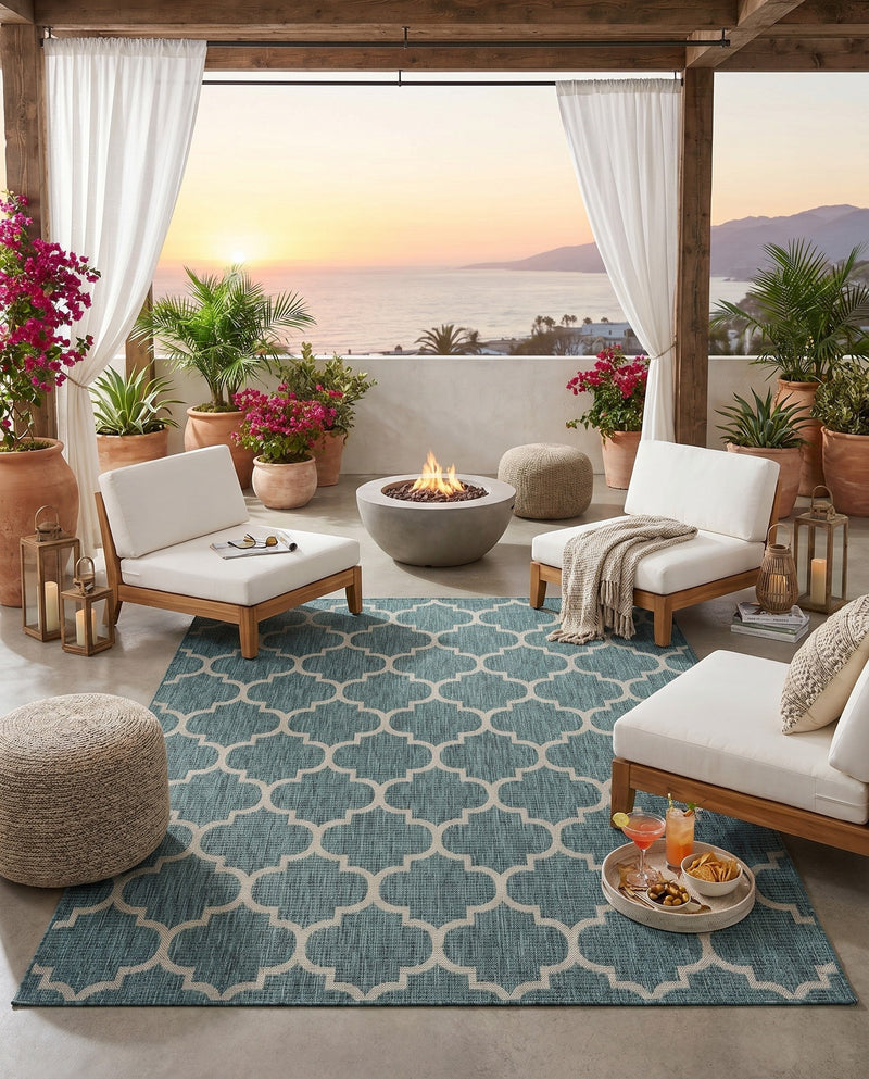 Savannah Pergola Collection Area Rug - Arbor (Teal) Rectangle Teal  lifestyle 6