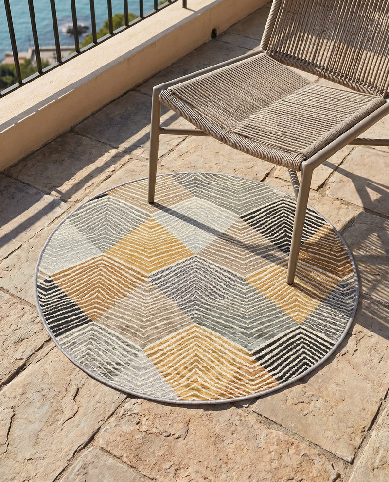 Urban Terrace Collection Area Rug - Metropolis Round Gray  lifestyle 73
