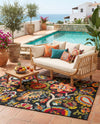 Outdoor Marrakesh Collection Area Rug - Fes Rectangle Multi Black  lifestyle 17