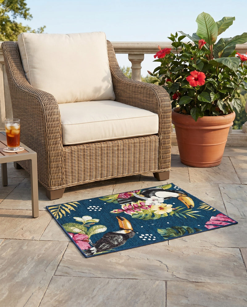 Seaside Blooms Collection Area Rug -  Leaf Rectangle Multi  lifestyle 29
