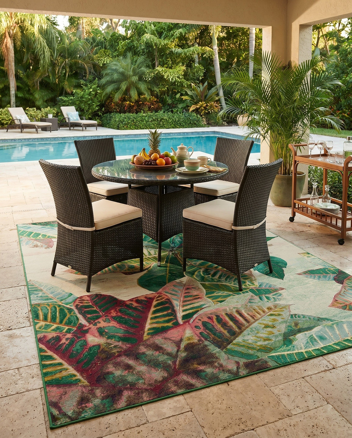 Seaside Blooms Collection Area Rug -  Fern Rectangle Multi  lifestyle 36