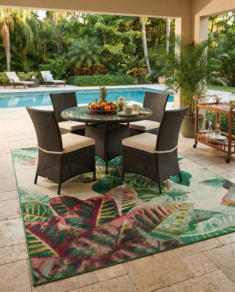 Seaside Blooms Collection Area Rug -  Fern Rectangle Multi  lifestyle 36