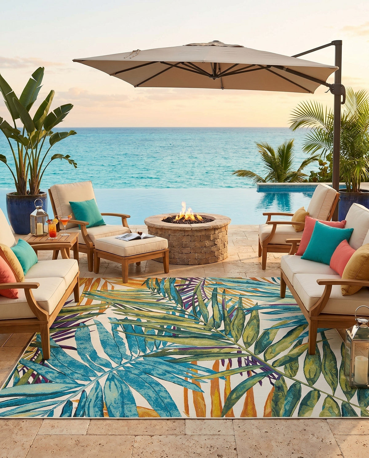 Seaside Blooms Collection Area Rug -  Arcadia Square Multi  lifestyle 117