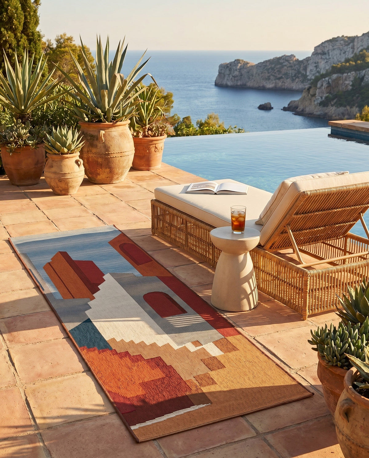 Urban Terrace Collection Area Rug -  Patio Runner Multi  lifestyle 58