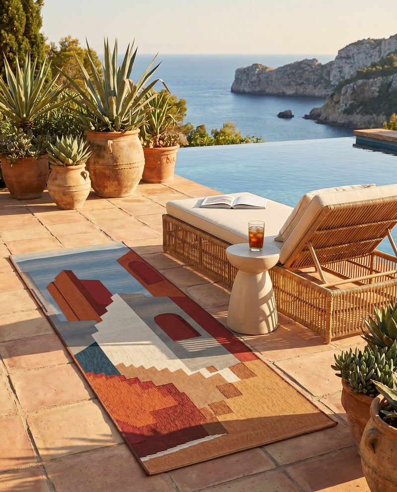 Urban Terrace Collection Area Rug -  Patio Runner Multi  lifestyle 58