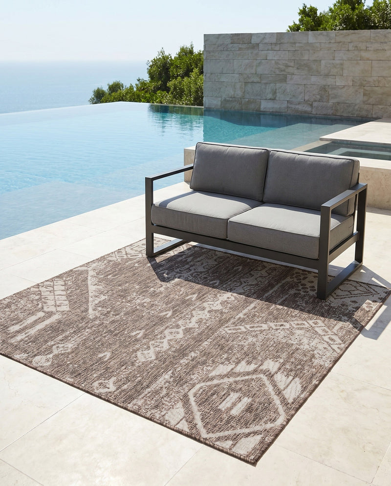 Desert Nomad Terrace Collection Area Rug - Sahara (Brown) Square Brown  lifestyle 29