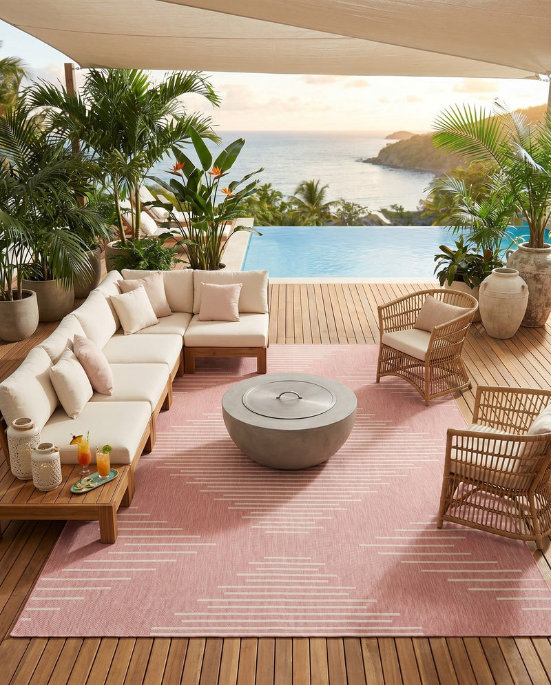 Urban Terrace Collection Area Rug -  Chelsea (Pink) Rectangle Pink  lifestyle 16