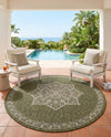Patio Heritage Collection Area Rug -  Charleston (Green) Round Green  lifestyle 74